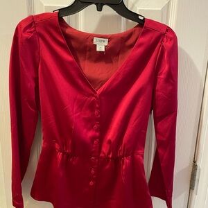 J. Crew Factory Red Satin Blouse